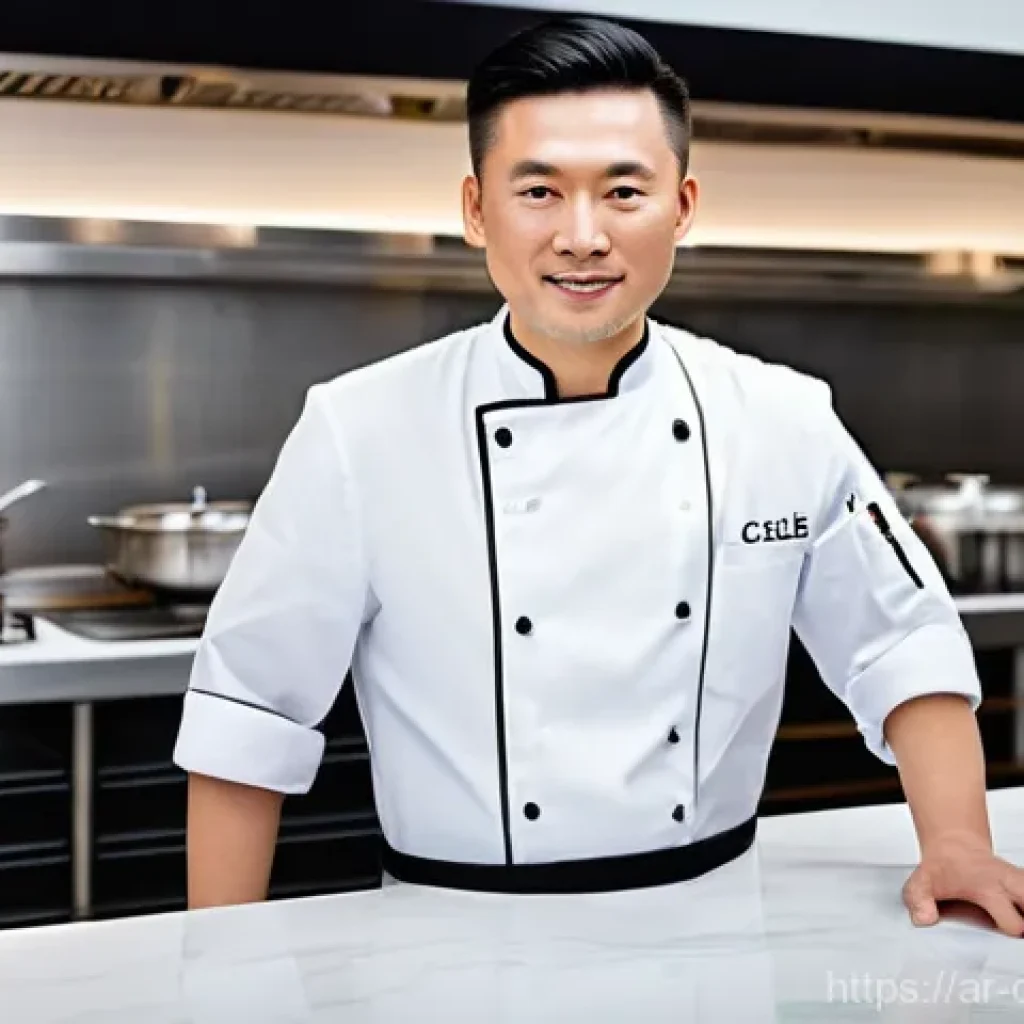 중식조리 자격증으로 해외 취업하기 - **Modern Culinary Masterpiece in a Global City Kitchen:**
    A highly skilled and charismatic male ...