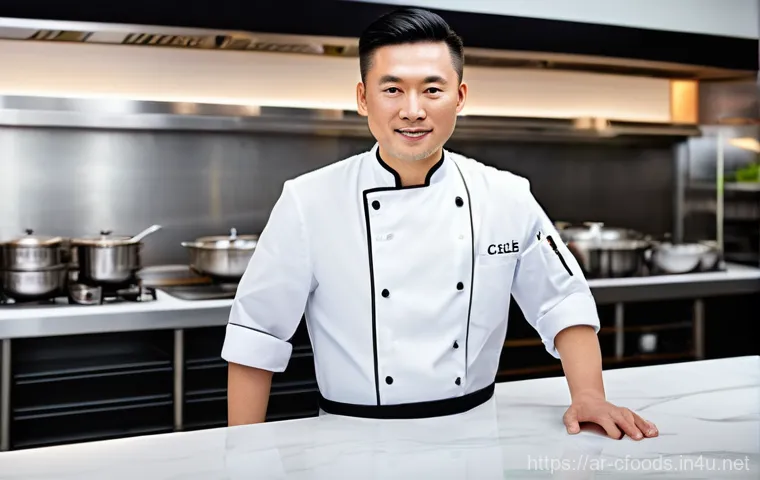 중식조리 자격증으로 해외 취업하기 - **Modern Culinary Masterpiece in a Global City Kitchen:**
    A highly skilled and charismatic male ...