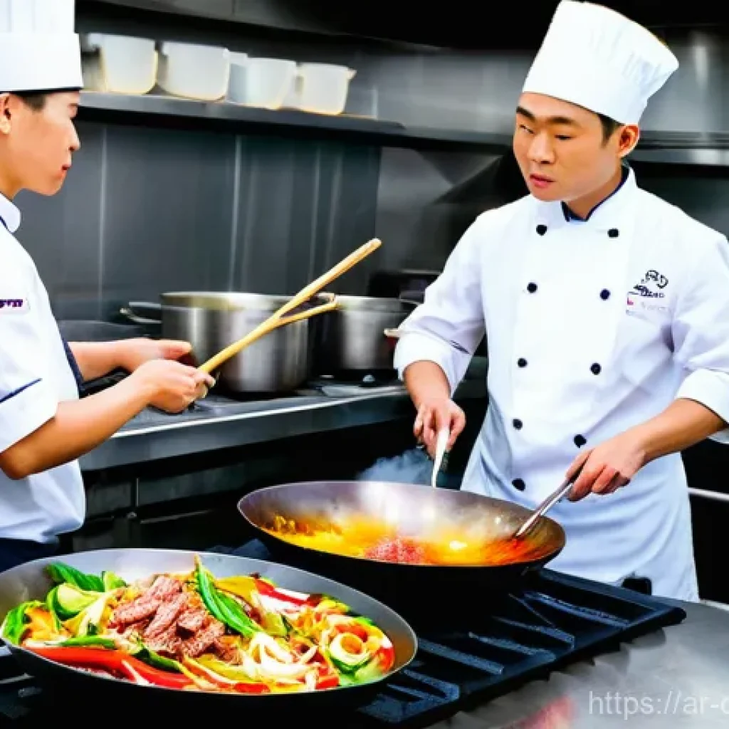 중식조리 자격증 시험 대비 스터디 - **Prompt:** A young, enthusiastic culinary student, wearing a clean white chef's jacket and apron, i...