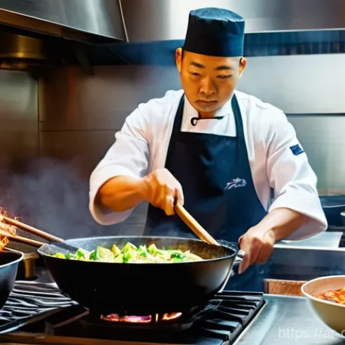 중식조리 자격증 필기 시험 꿀팁 - **Prompt 1: Dynamic Stir-Frying in a Traditional Kitchen**
    "A skilled male chef, wearing a clean...