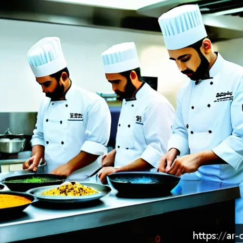 중식조리 자격증 시험 접수 방법 - A modern cooking classroom in a reputable culinary institute in an Arab country, featuring a diverse...