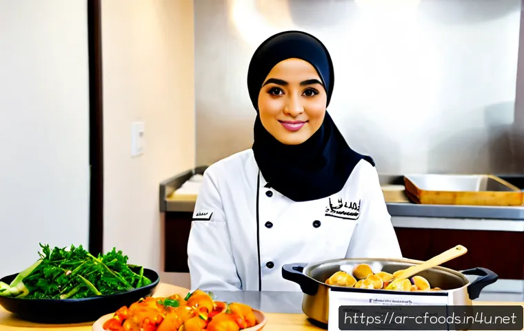 중식조리 자격증 합격생 인터뷰 - Photorealistic interview portrait of a confident Arab woman who has passed a Chinese culinary certif...