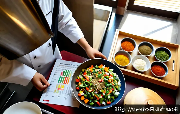 중식조리 자격증 필수 이론 정리 - Photorealistic overhead study scene for essential Chinese cuisine certification theory, an Arab culi...
